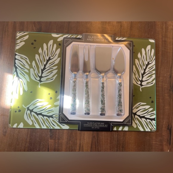 Other - glass platter and stainless steel cheese plate
